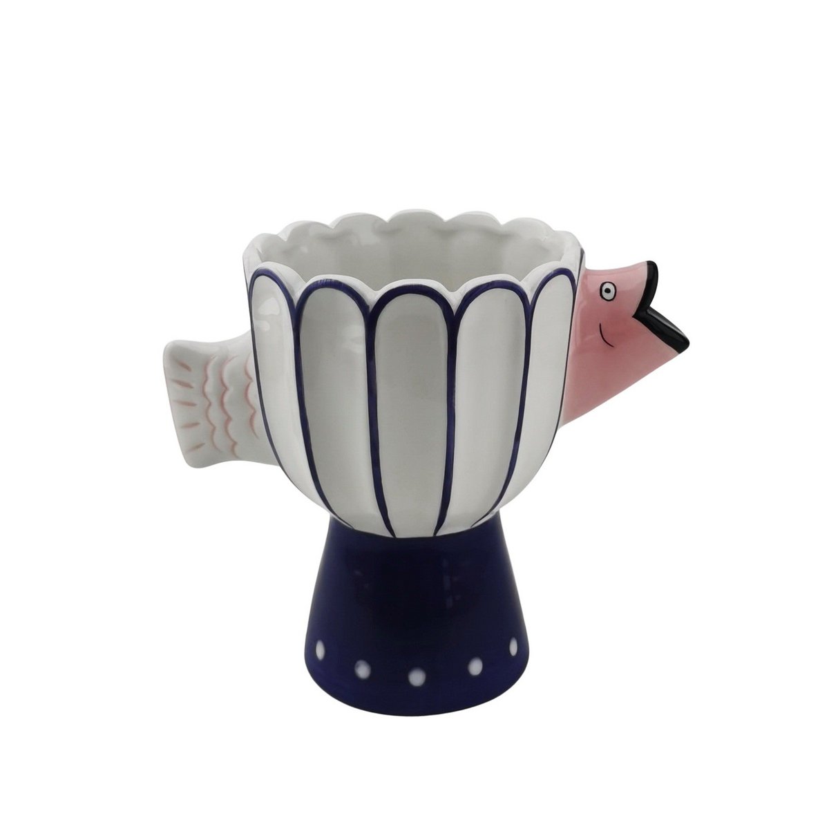 Vase - Fish- Dolomite -Blue / White / Pink -21x13.5x18cm
