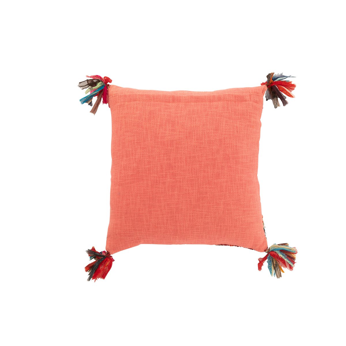 J-Line Coussin Chindi Brosse Coton/Polyester Rose