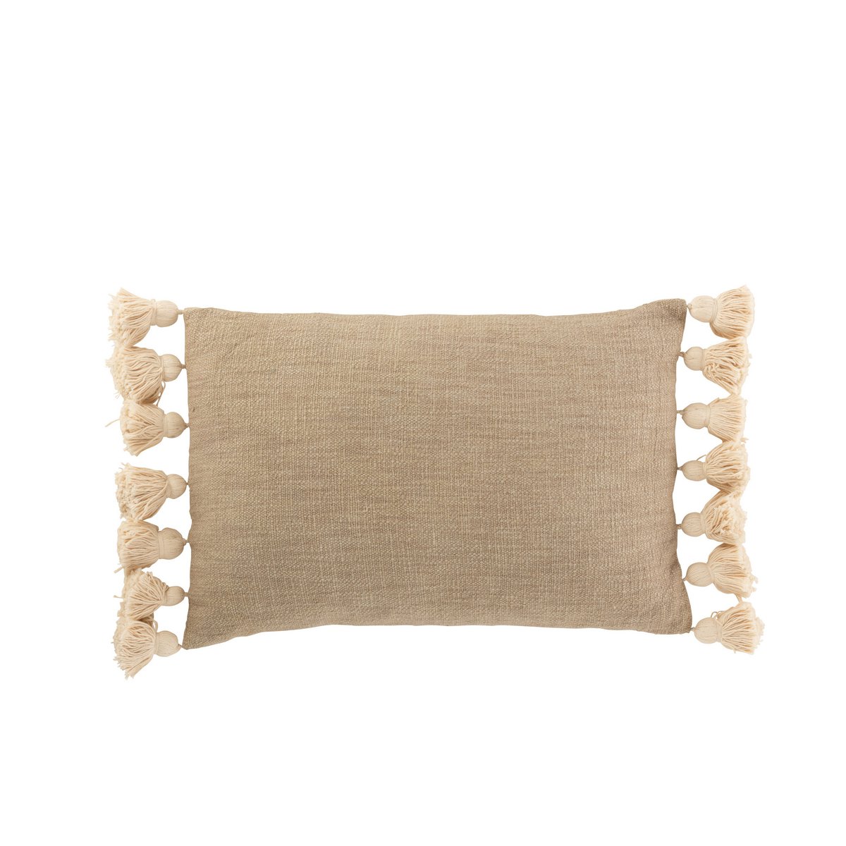 Coussin J-Line Rectangle Pompon - coton - polyester - taupe