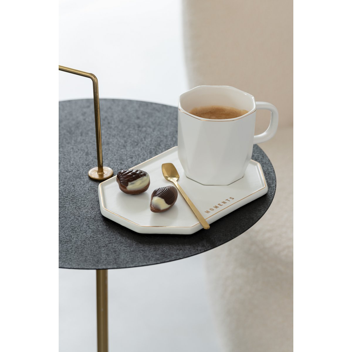 J-Line Mug + Assiette + Cuillère Moments Céramique Blanc