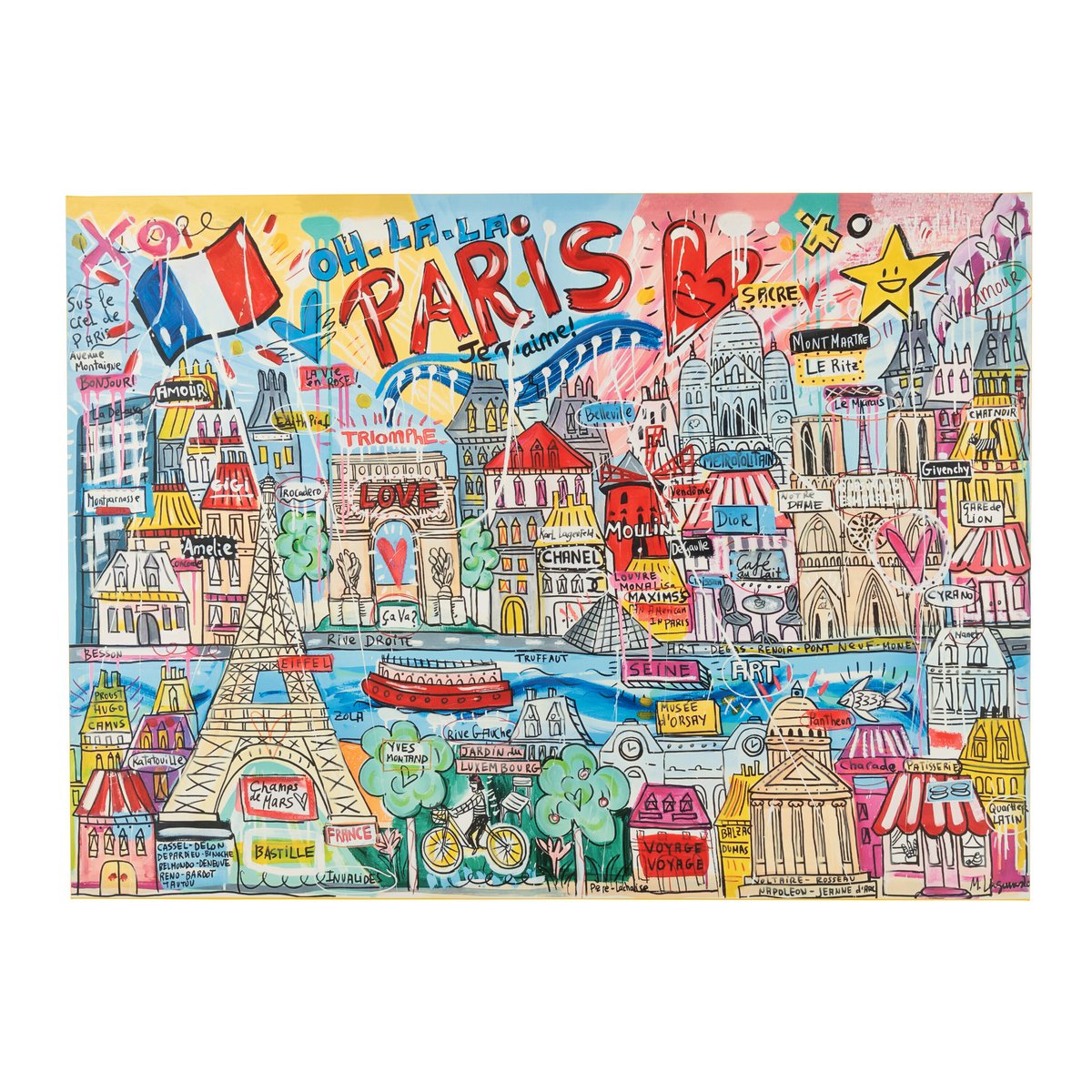 J-Line Décoration Murale Paris Pop Art Canvas Mix