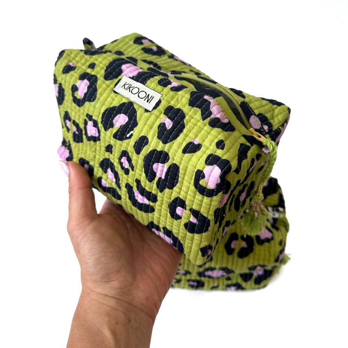 petite trousse cosmétique faite main "oh leo vert cosmique"