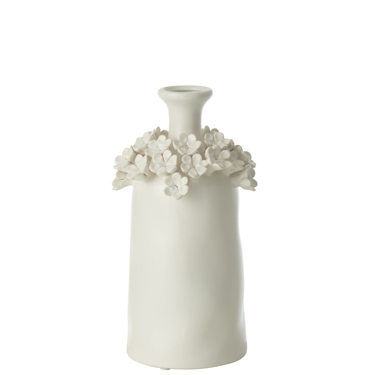 J-Line Vase Yucca Fleur Céramique Blanc Moyen