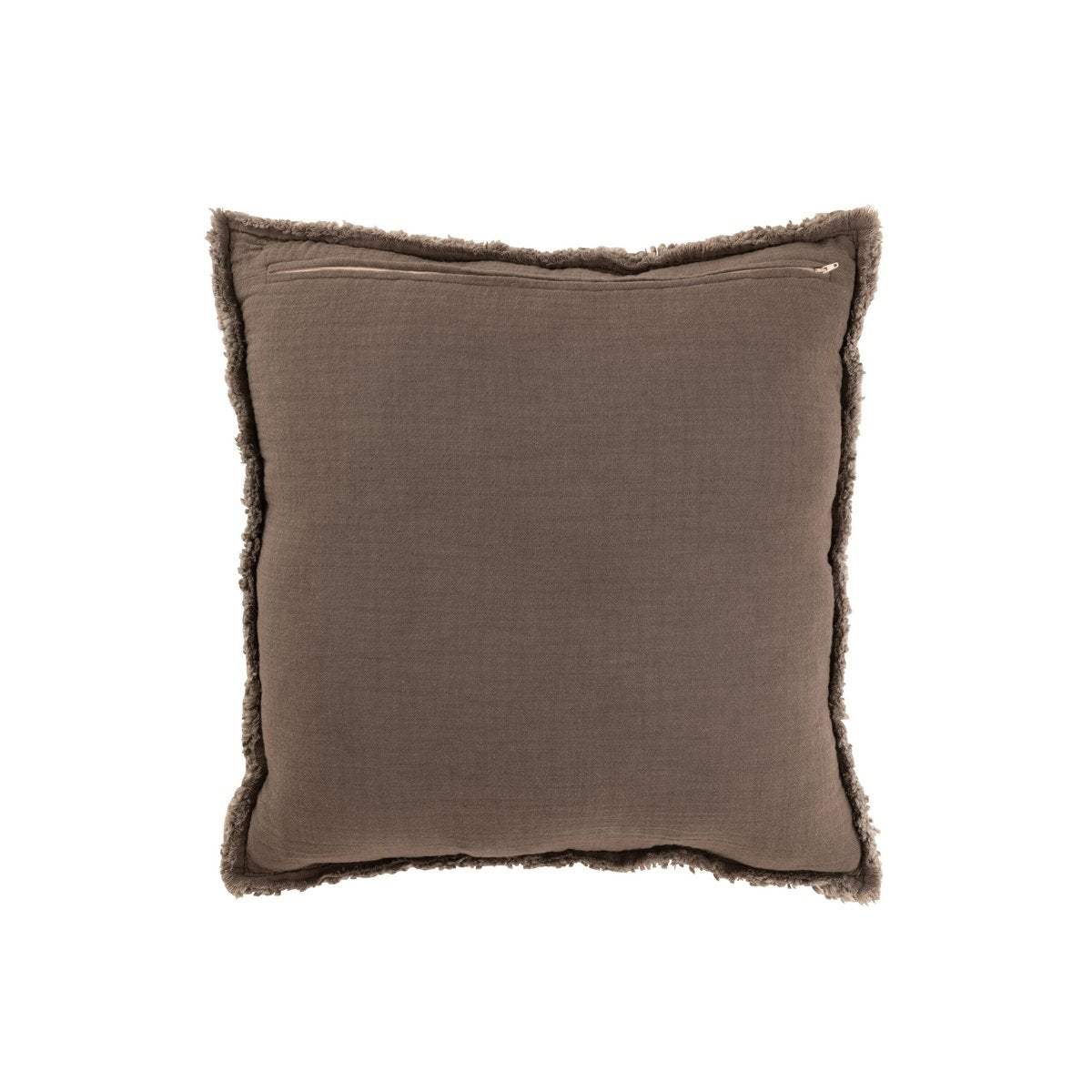 Coussin J-Line Bords Effilochés Coton/Polyester Taupe