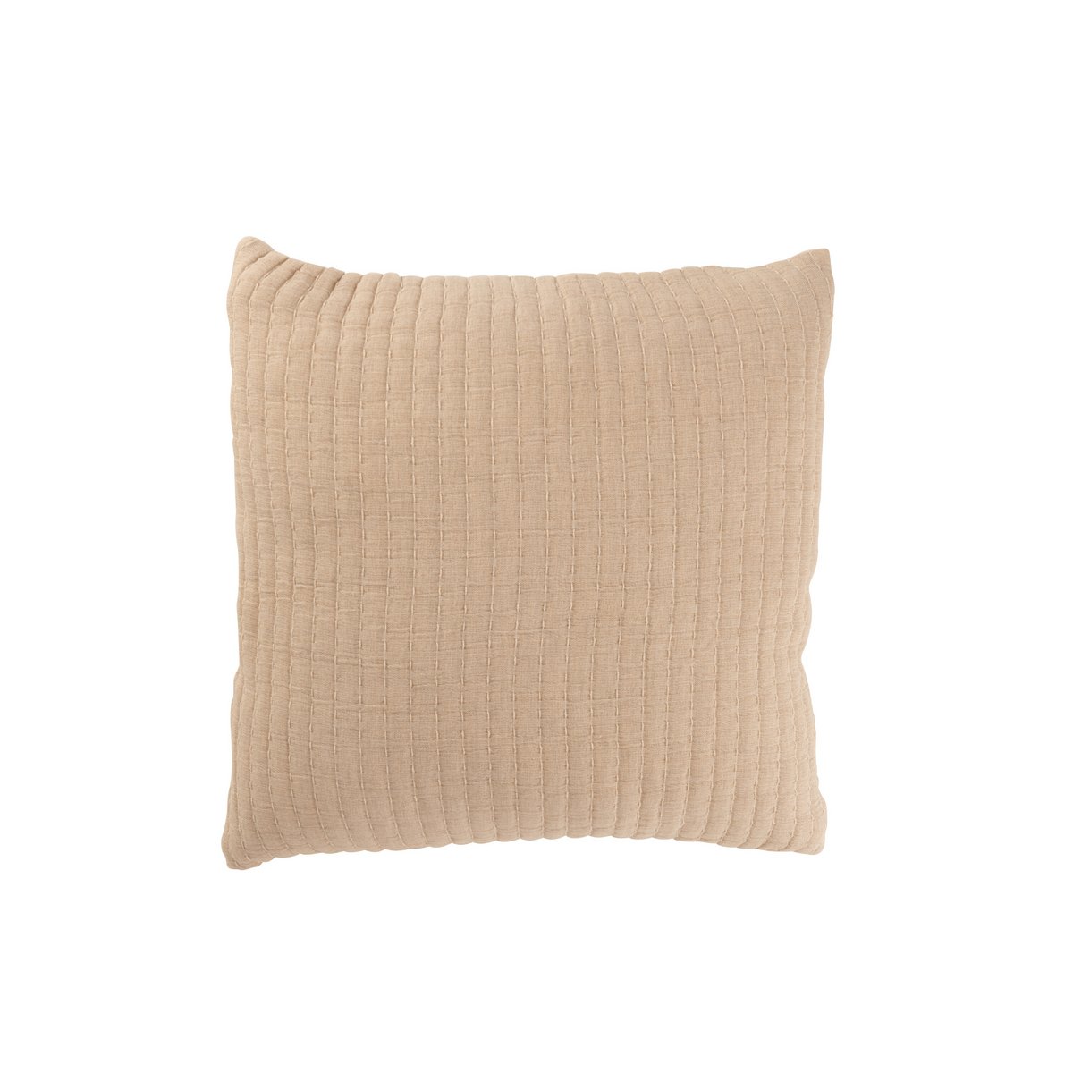 J-Line Coussin Teddy Rayures Coutures Coton/Polyester Beige