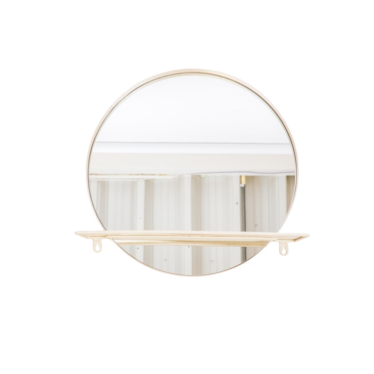Miroir - Rond - Métal - Avec Etagère - Sable - Ø40cm