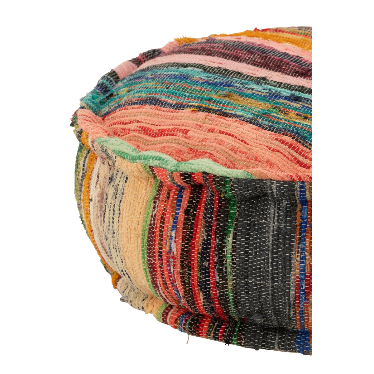 J-Line Pouf Chindi Rond Mélange Coton/Polyester