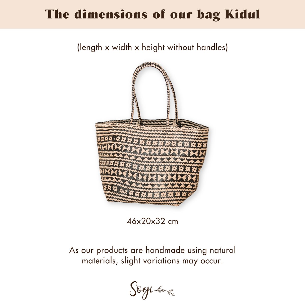Sac fourre-tout Boho – Sac d’été en jonc de mer – Sac de plage à bandoulière – Sac naturel tissé – Grand sac de courses Boho KIDUL (noir)