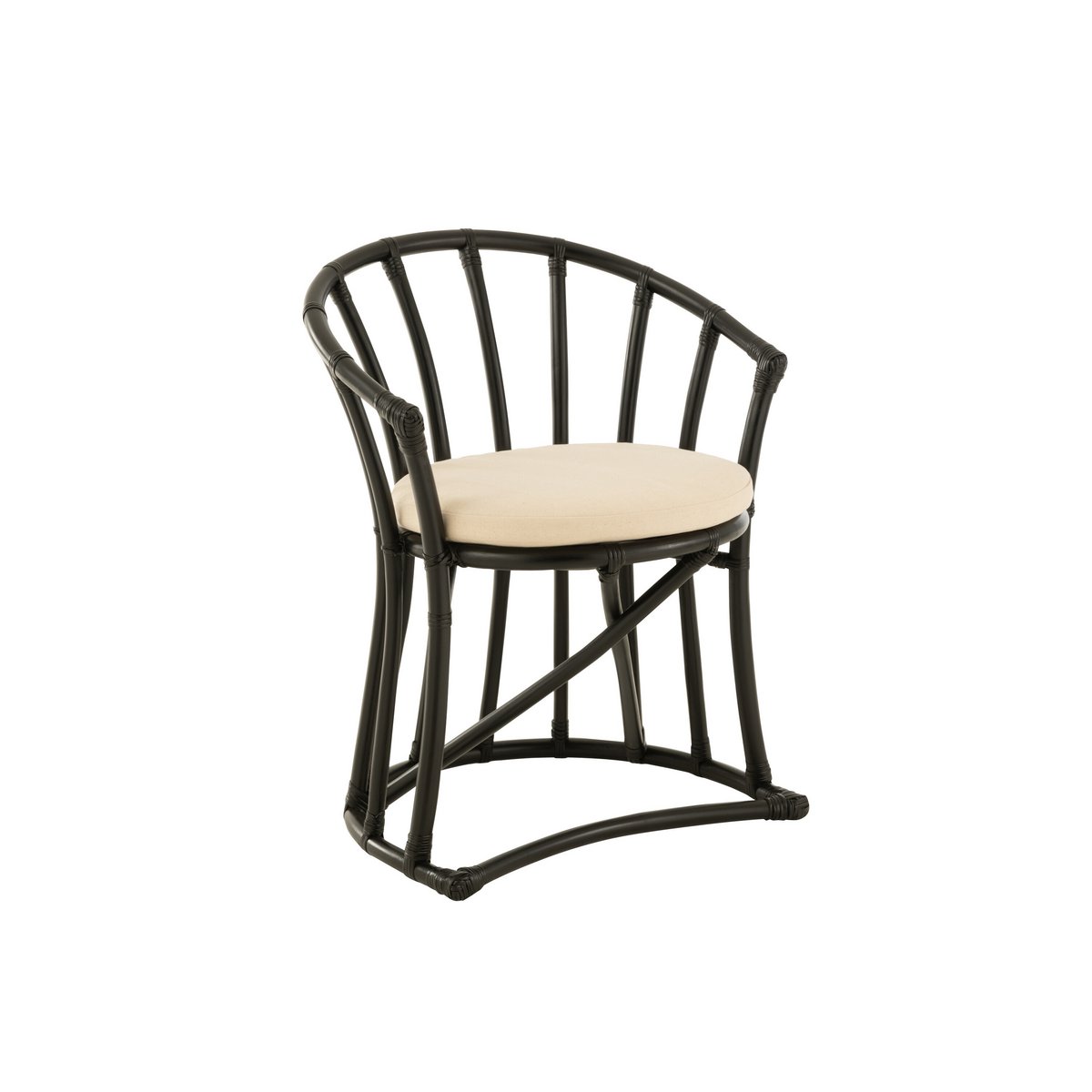 Chaise J-Line + coussin - jute/textile - noir/blanc
