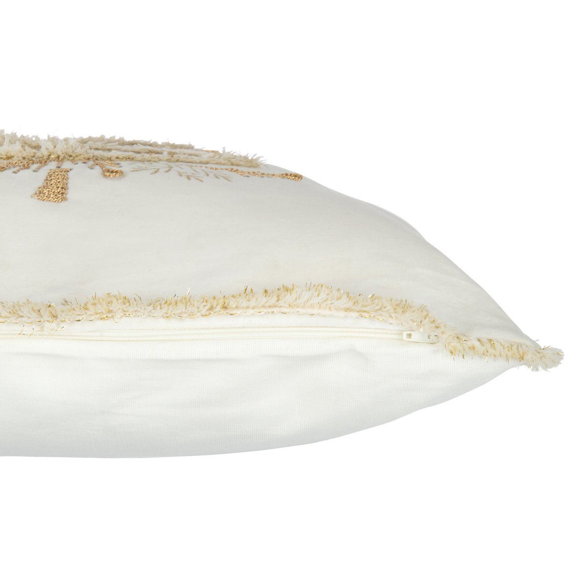 J-Line Coussin Arbre Textile Blanc/Or