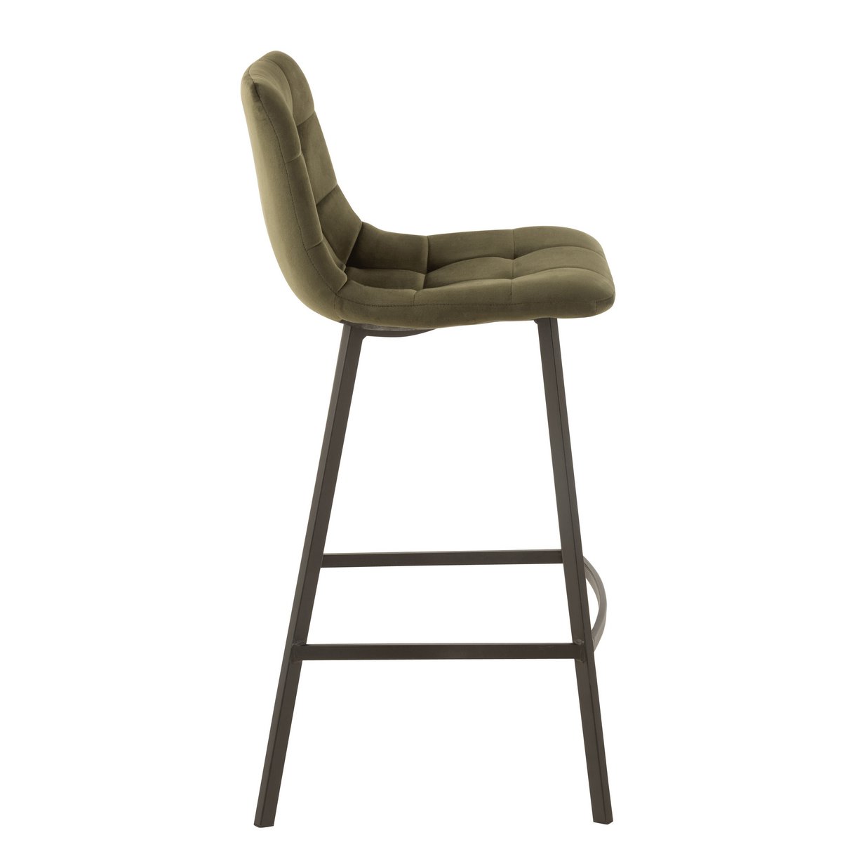 J-Line Chaise de Bar Olivier Textile/Métal Vert Foncé