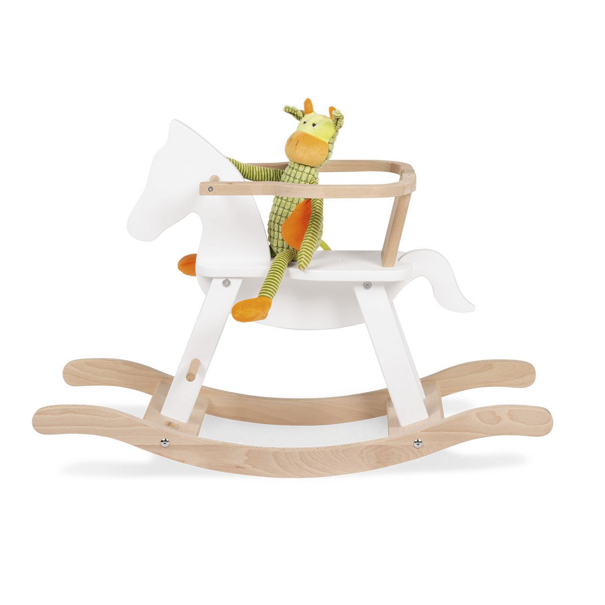 Cheval à bascule 'Pinolino' avec anneau, blanc/naturel