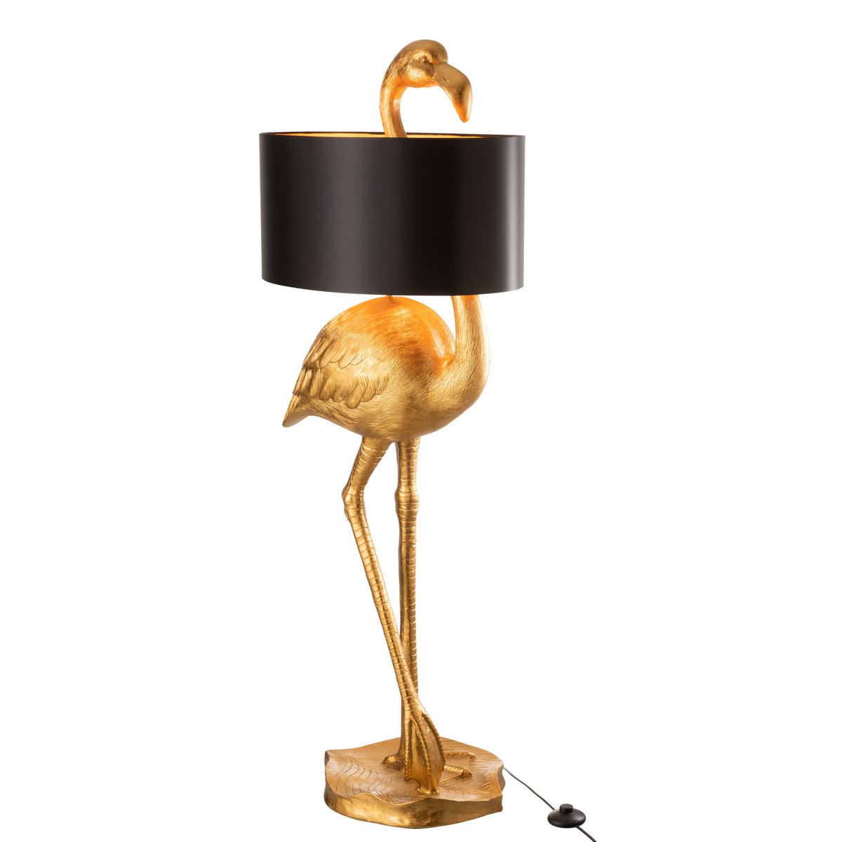 Lampe J-Line Flamingo - polyrésine - or/noir