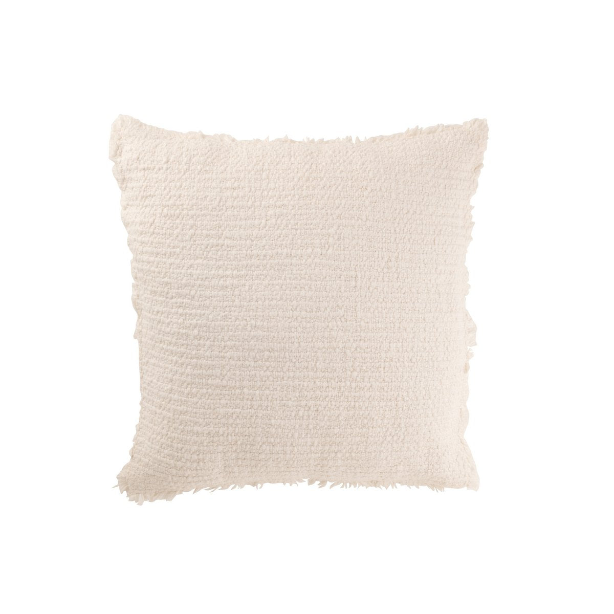 Coussin J-Line Bords Effilochés Coton/Polyester Blanc