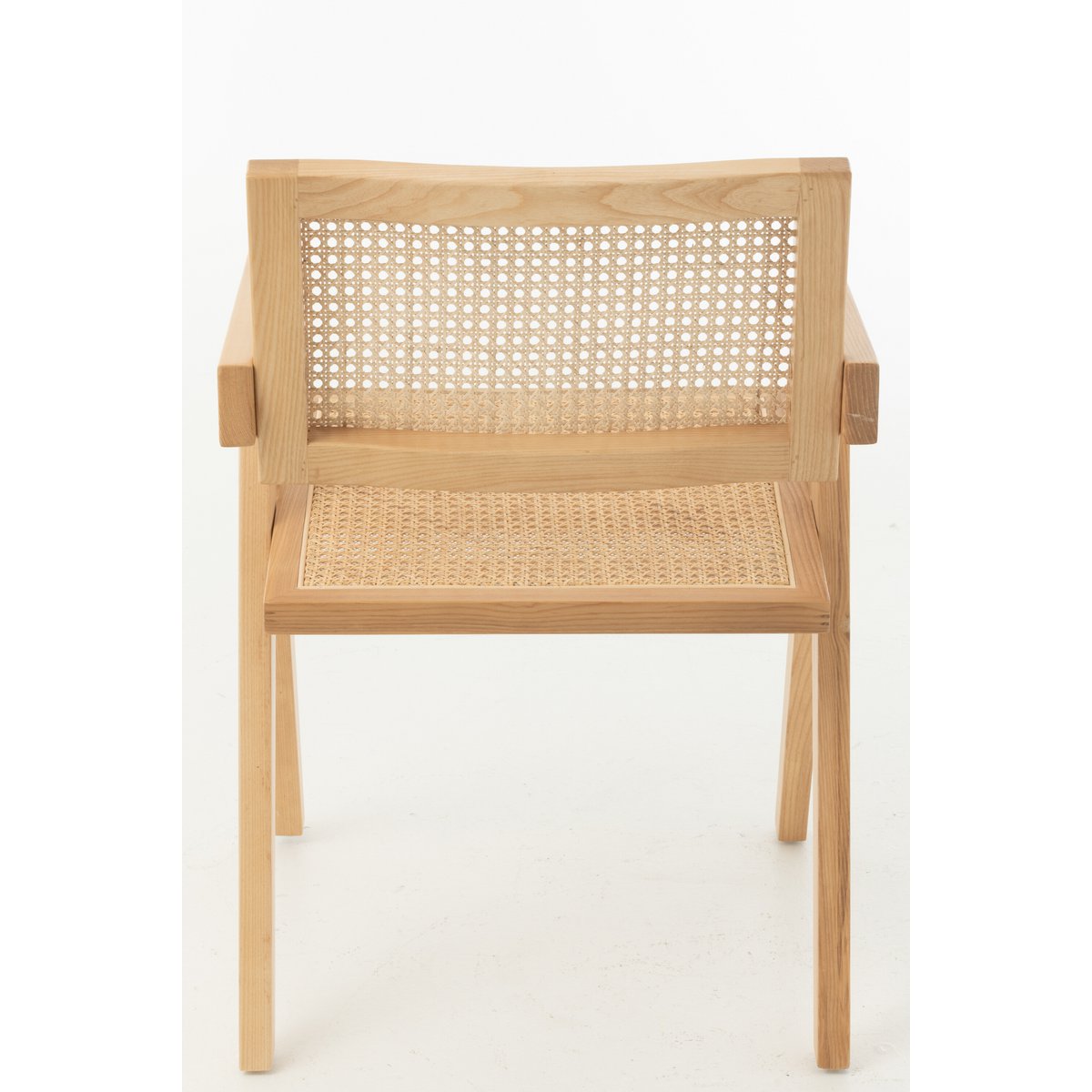 J-Line Chaise Treillis Bois de Frêne/Rotin Naturel