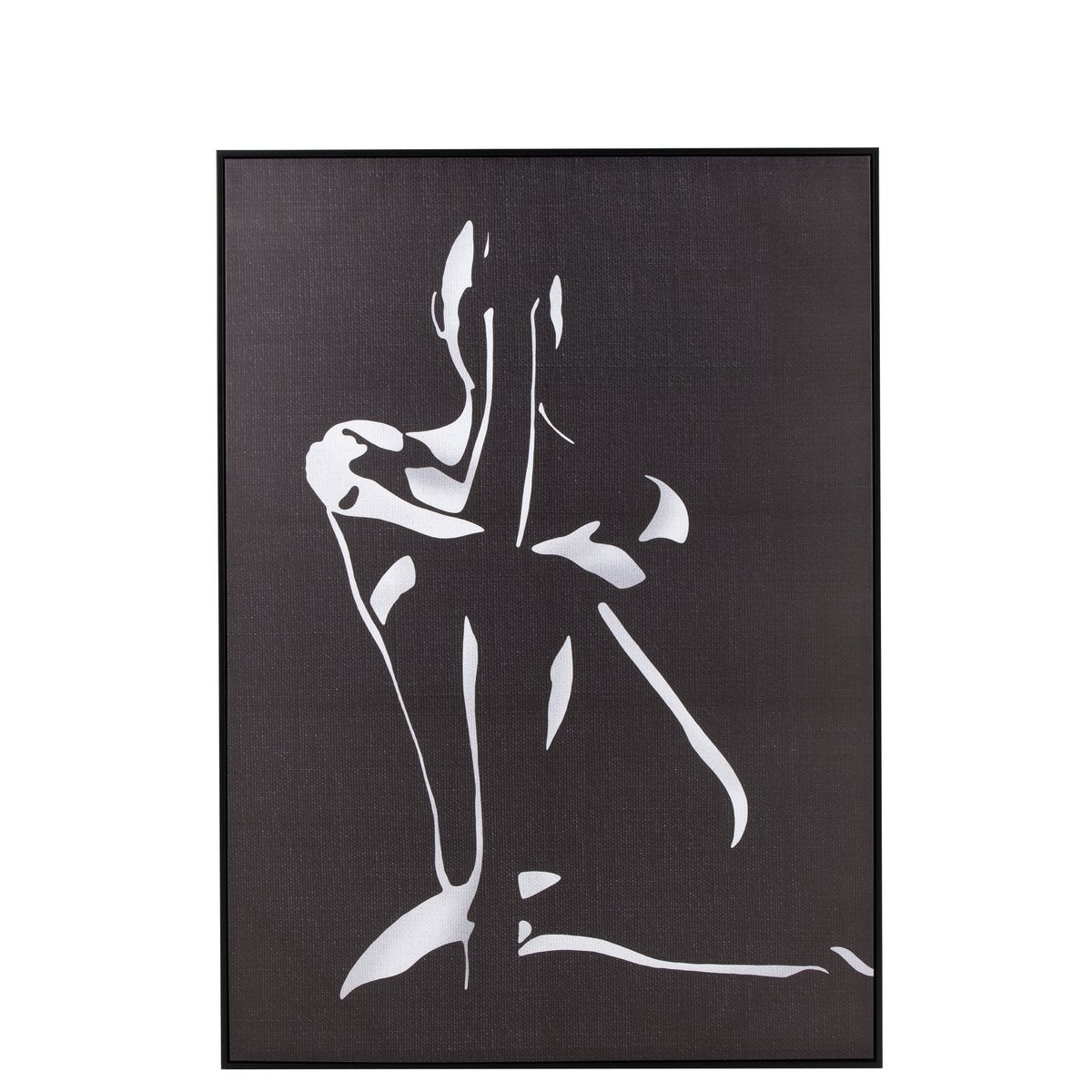 J-Line Cadre Femme Toile/Bois Blanc/Noir