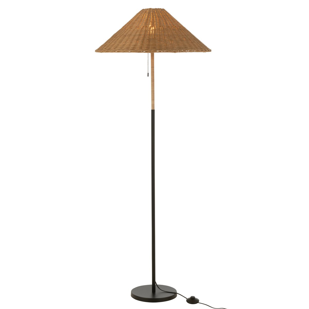 Lampadaire J-Line - métal/rotin - noir/naturel