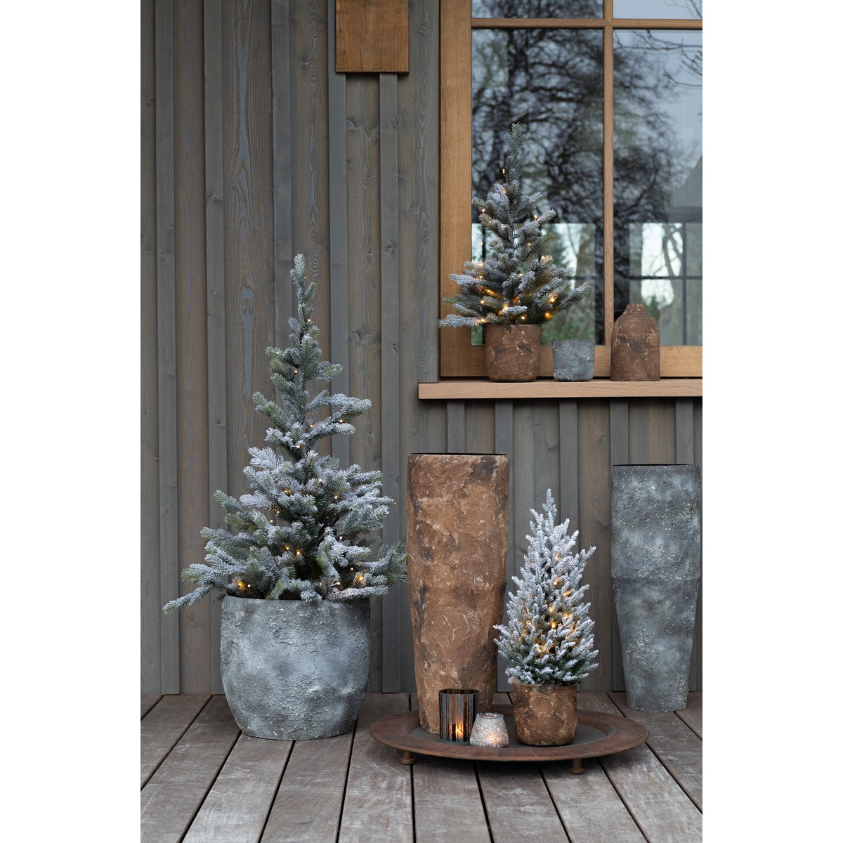 Vase J-Line Cylindre Brut - métal - gris