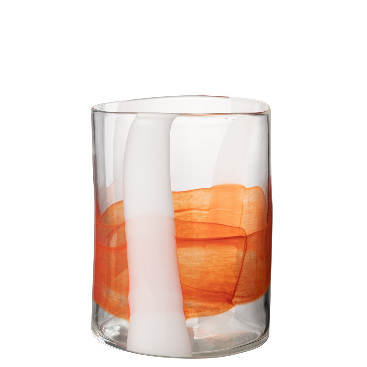 Vase J-Line Iggy - verre - blanc/orange - petit