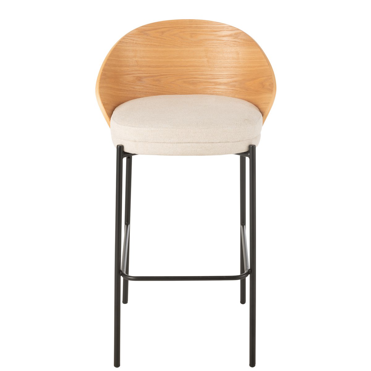 J-Line Tabouret de bar Lone Contreplaqué/Métal Naturel/Beige