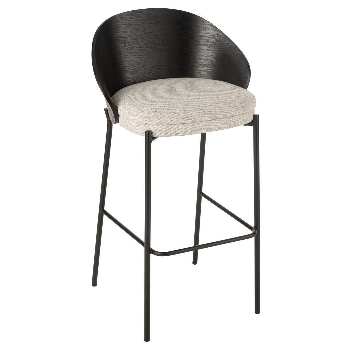 J-Line Tabouret de bar Lone Contreplaqué/Métal Noir/Gris