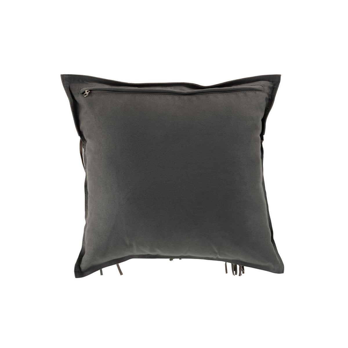 J-Line coussin Franges Carré - cuir - gris