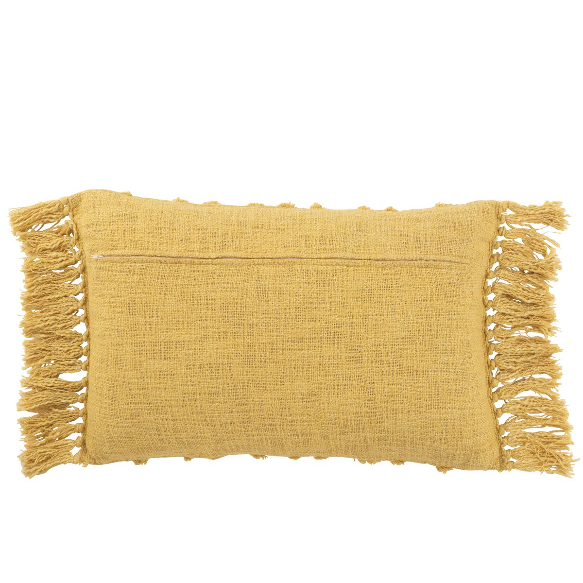 Coussin J-Line Pompon - coton - moutarde