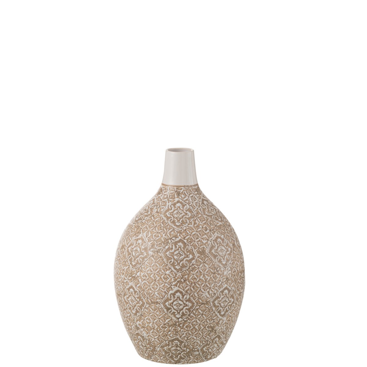 J-Line Vase Wabi Rond Porcelaine Beige/Blanc