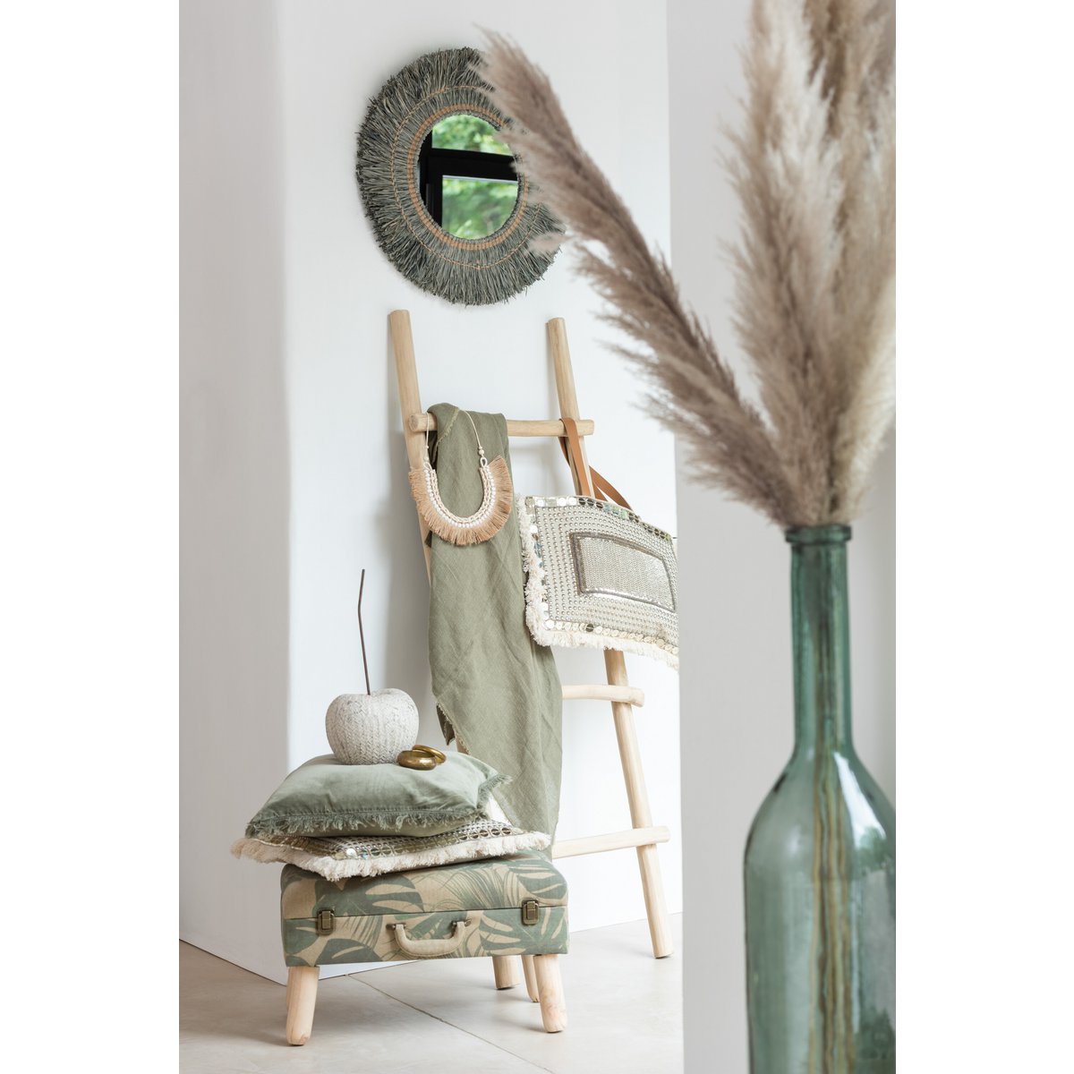 J-Line Vase Cancun Verre Vert Grand