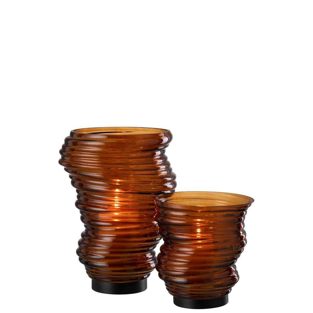 J-Line Vase Tornado Verre Marron Grand
