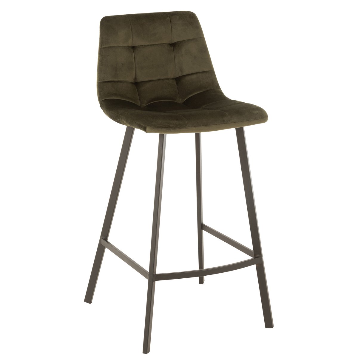 J-Line Chaise de Bar Olivier Textile/Métal Vert Foncé
