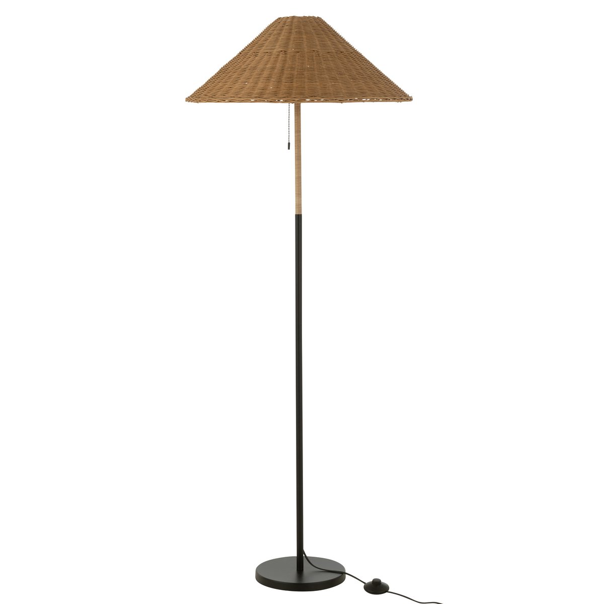 Lampadaire J-Line - métal/rotin - noir/naturel
