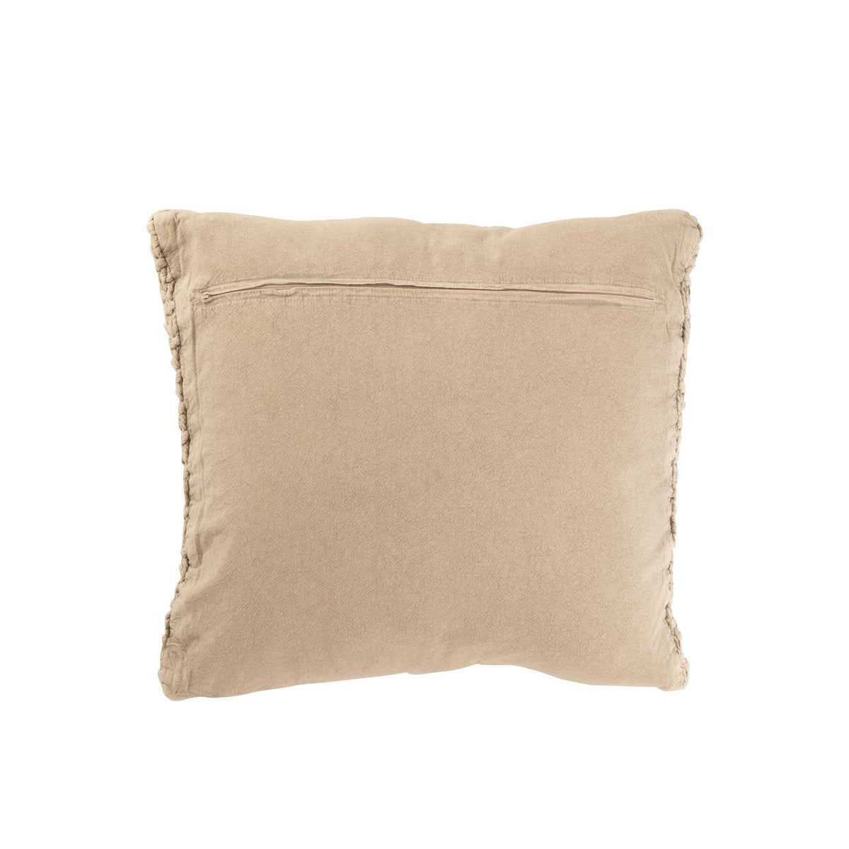 J-Line Coussin Tricot+Tresse Coton Lavé Beige