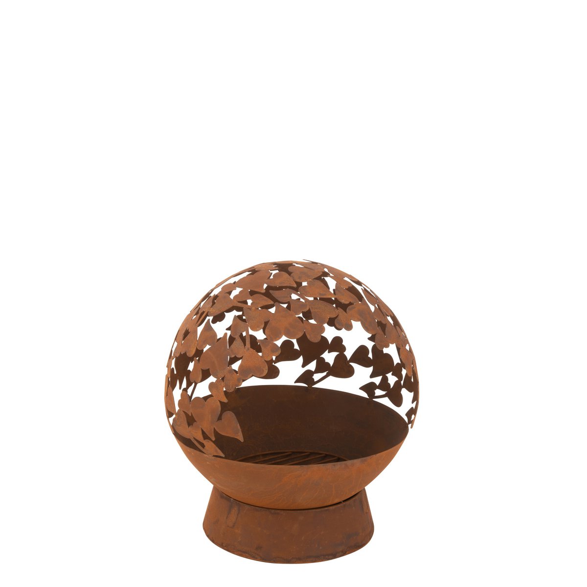 Brasero J-Line Round Hearts - fer - rouille