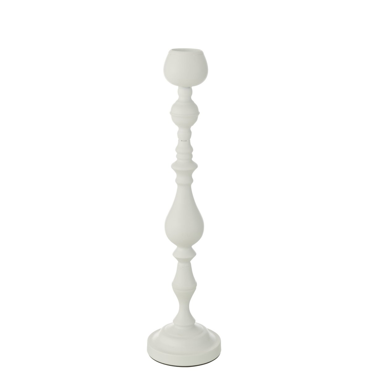 J-Line Bougeoir Monarchie Métal Blanc Grand