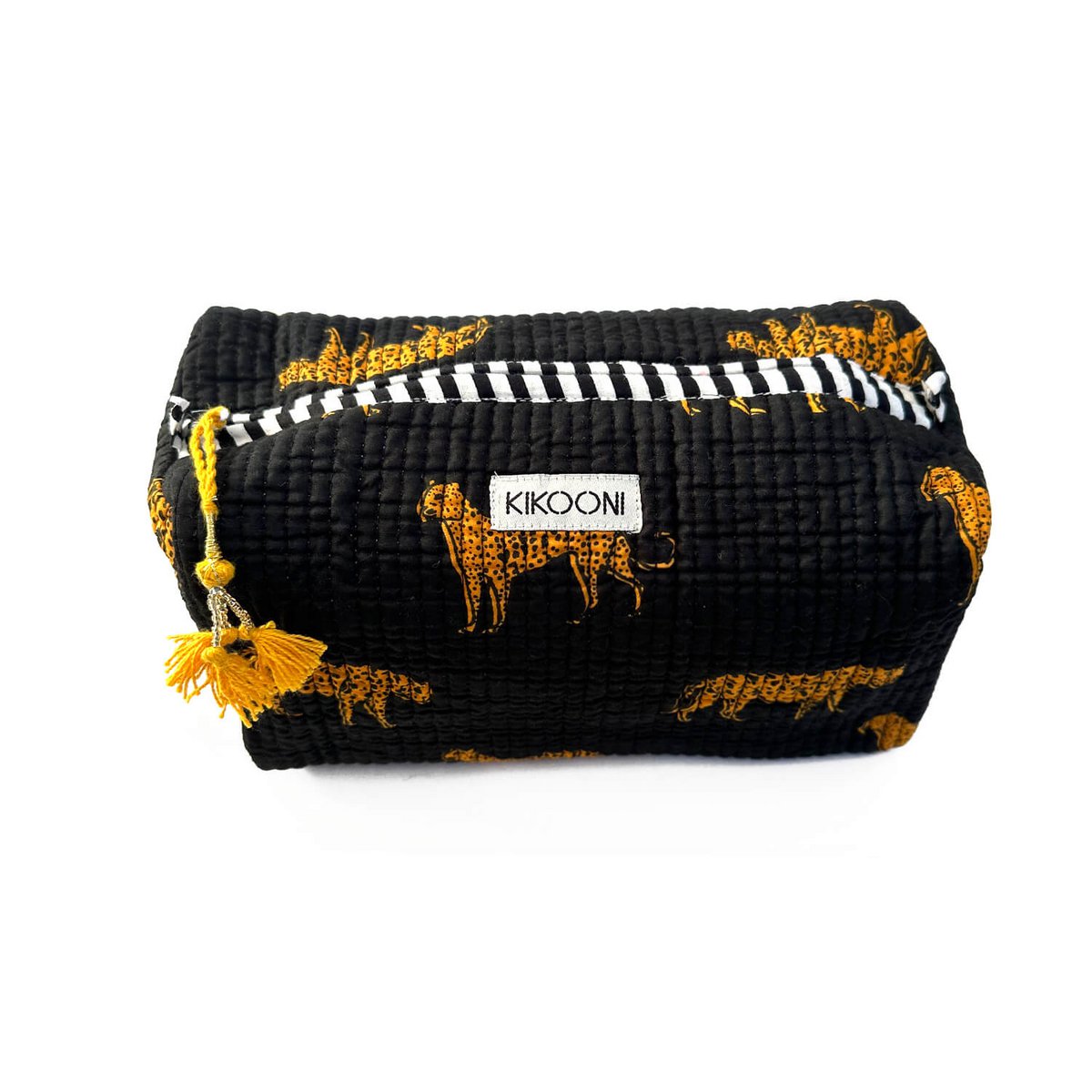 sac cosmétique fait main "Léopard Noir"