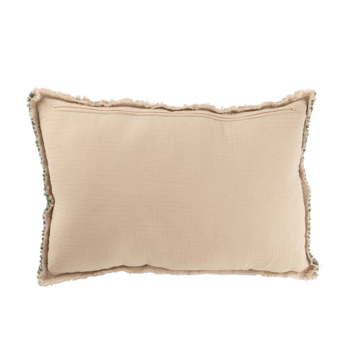J-Line Coussin Texture Coton/Lin Vert/Beige