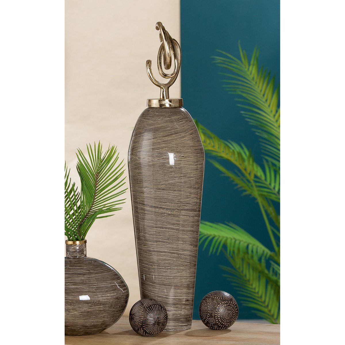 Objet de décoration en métal "Rayures"