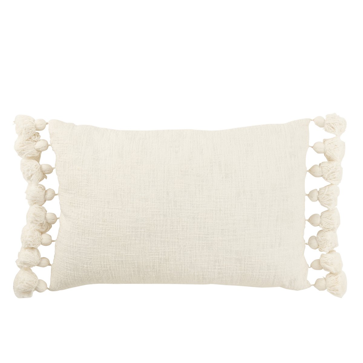 Coussin J-Line Pompon - coton - blanc
