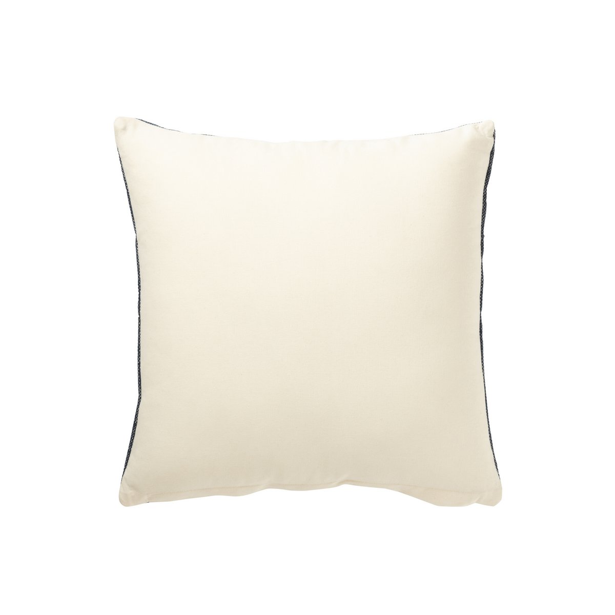 J-Line Coussin Carré Motifs Ethniques Coton Bleu Foncé/Blanc