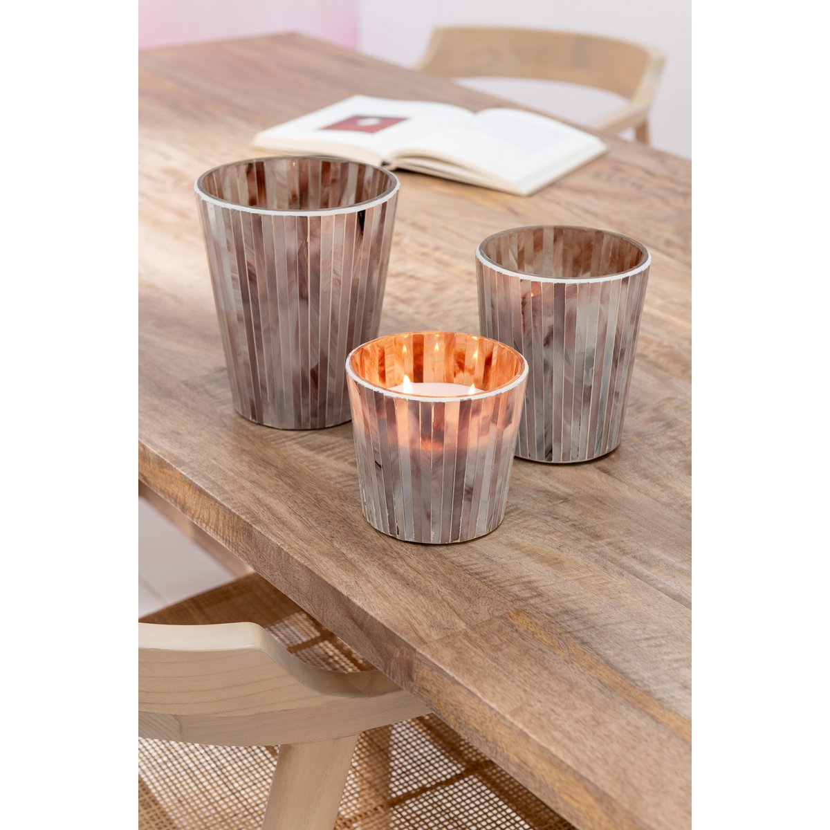 J-Line geurkaars Noa - Tender Rose - glas - roze - large - 75U