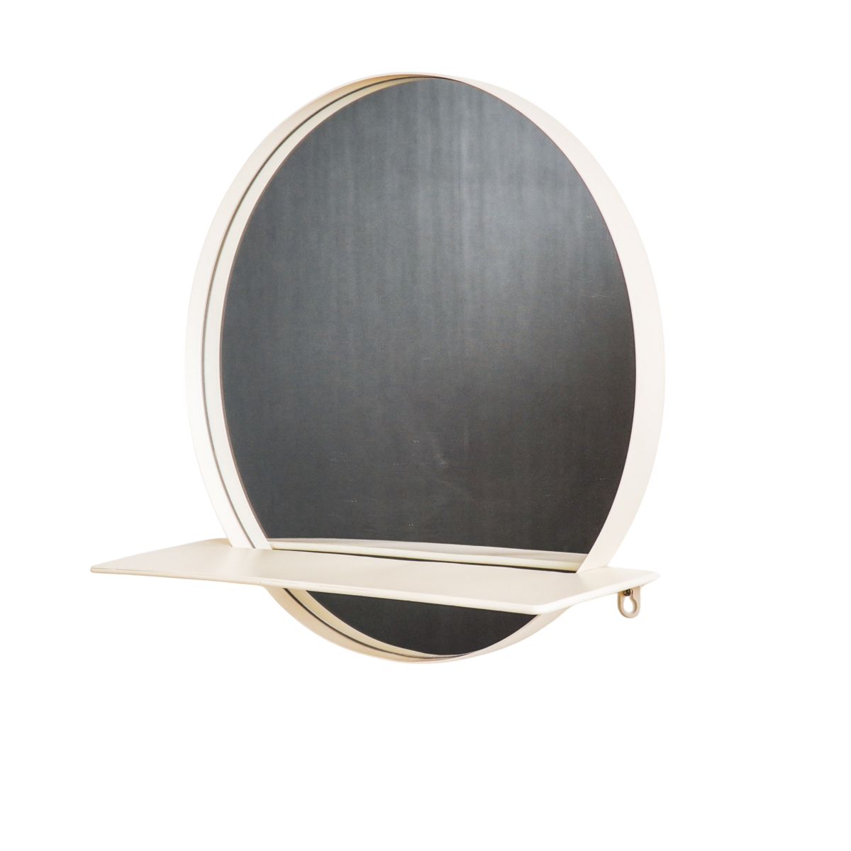 Miroir - Rond - Métal - Avec Etagère - Sable - Ø40cm