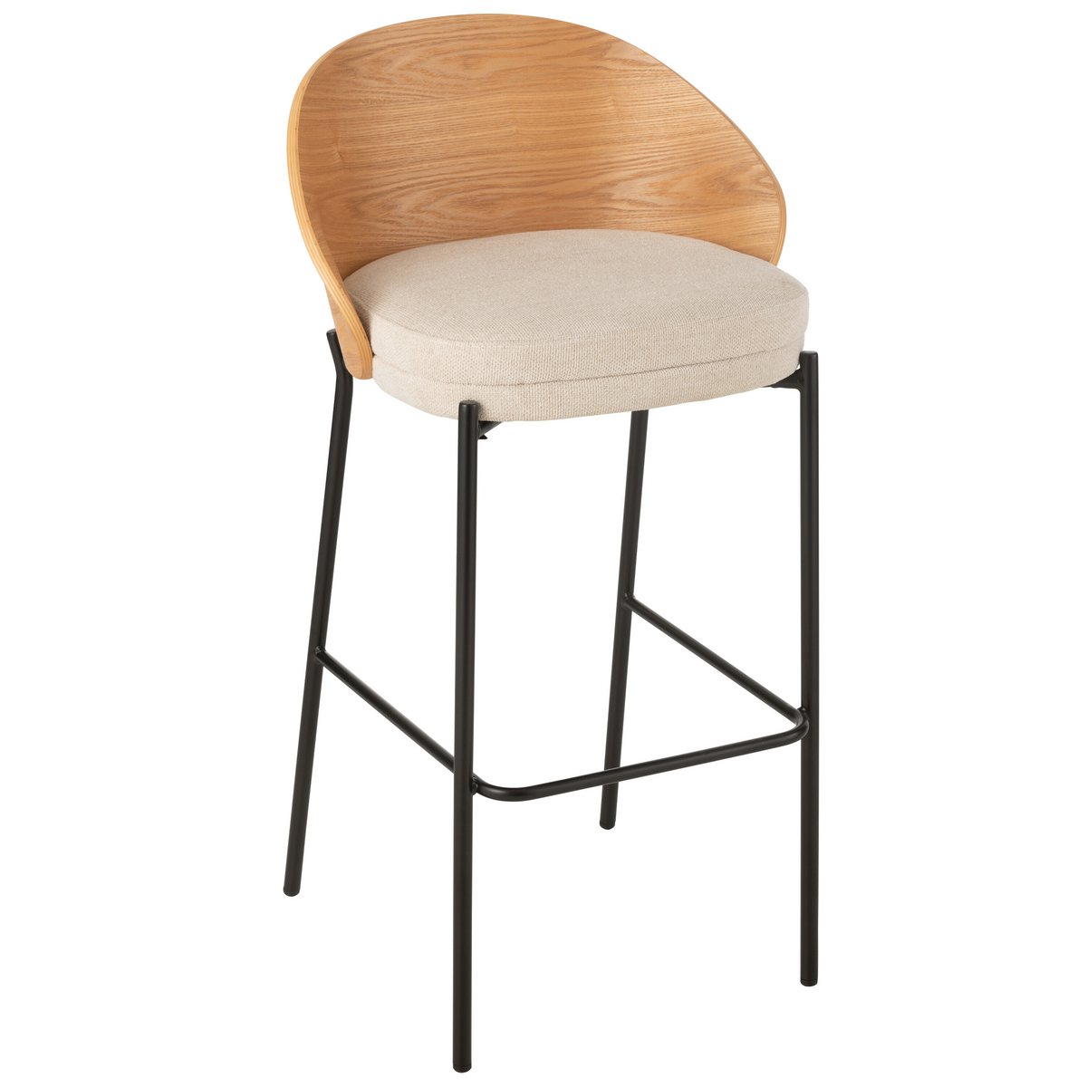J-Line Tabouret de bar Lone Contreplaqué/Métal Naturel/Beige