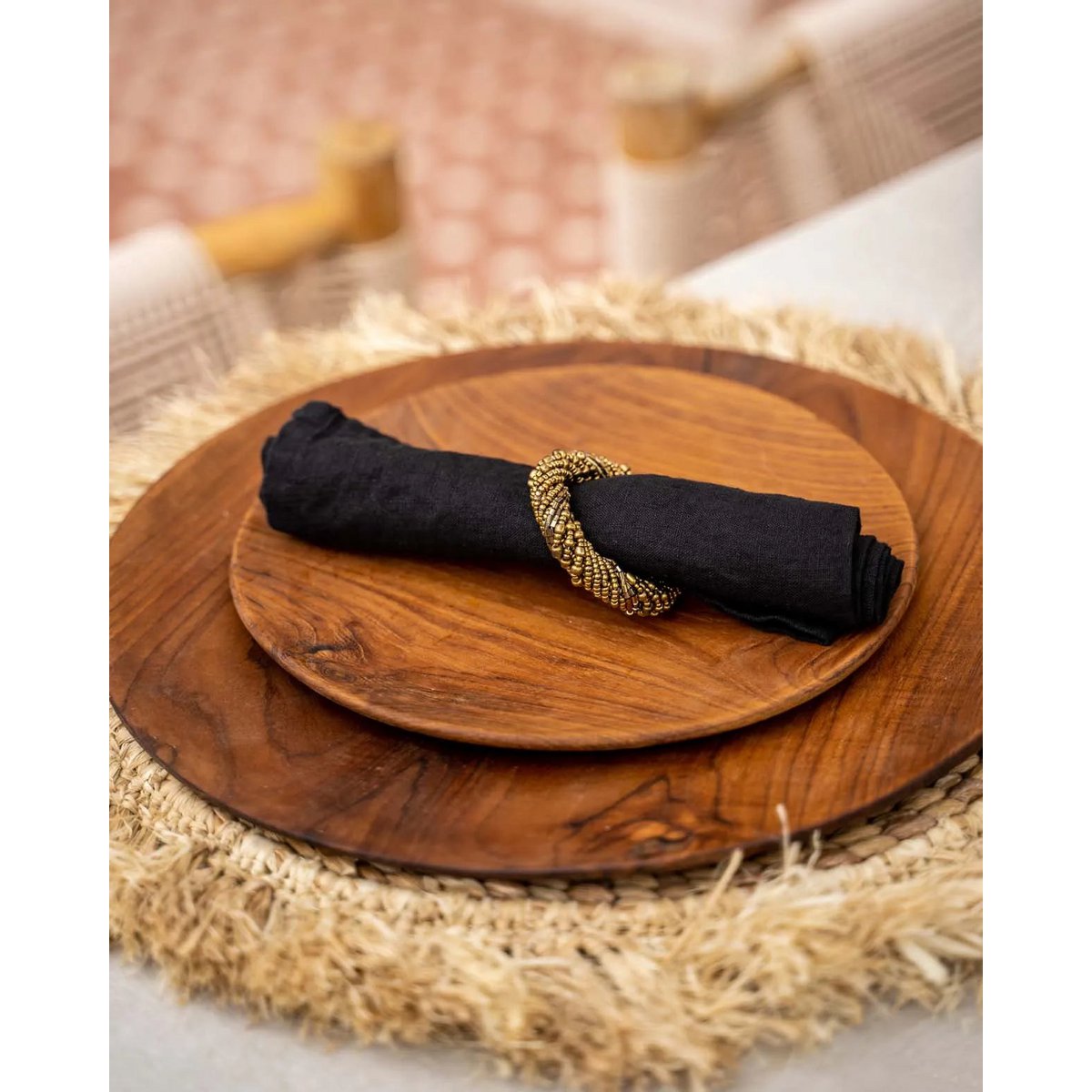 Assiette ronde en racine de teck - M