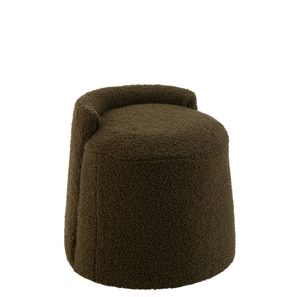 J-line poef Teddy Round + RugleUing Bouclé Green