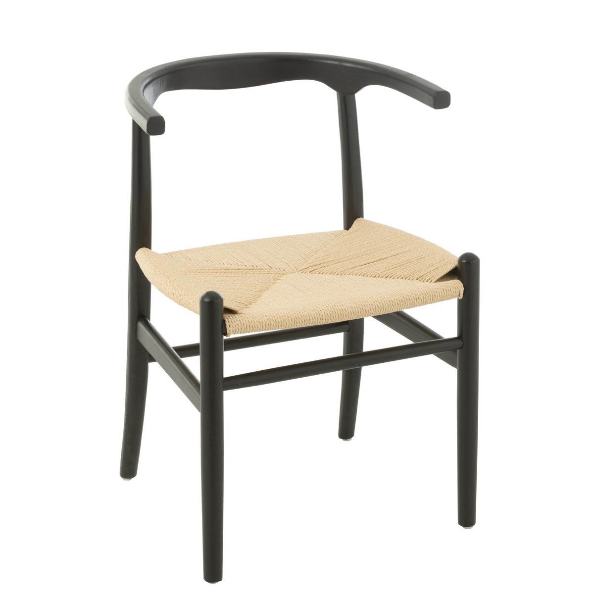 J-Line Chaise Ton Bois de Hêtre/Corde Noir