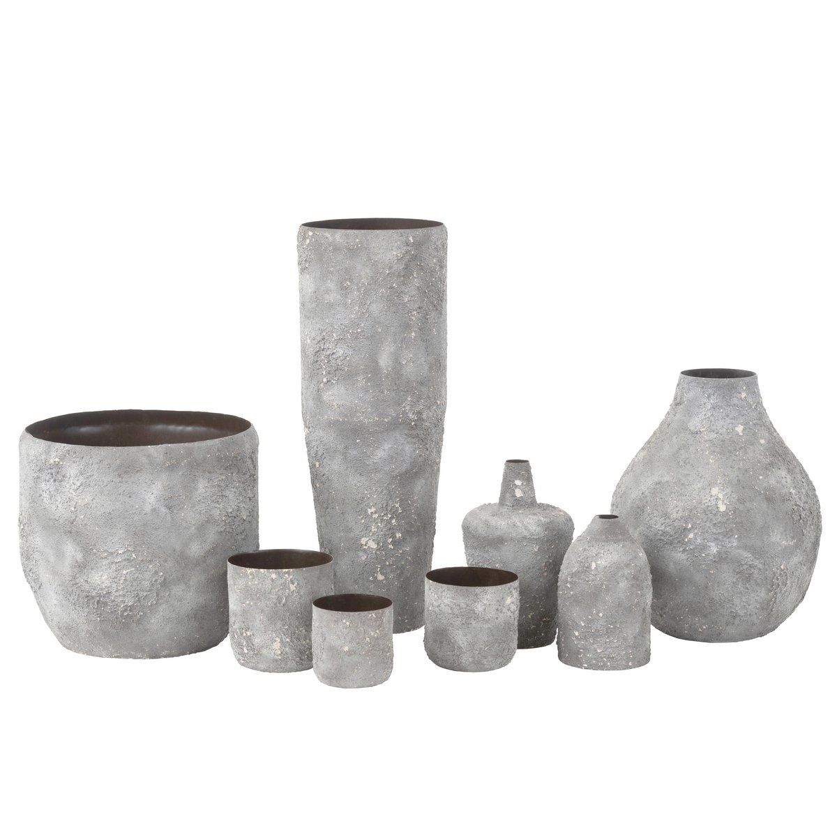 Vase J-Line Cylindre Brut - métal - gris