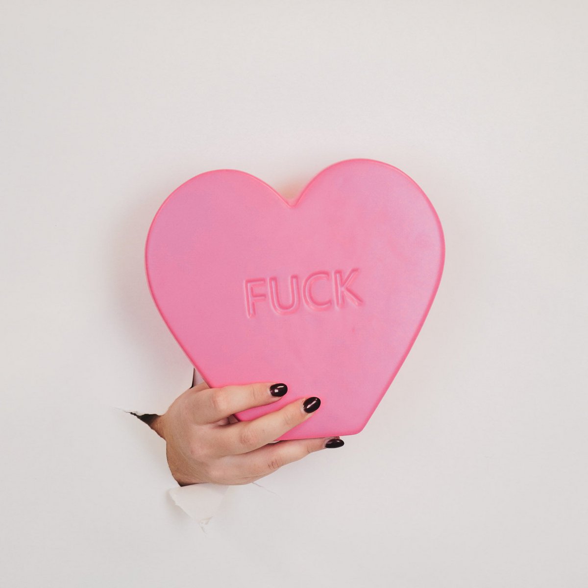 Ornement- Candy Heart 'FUCK'- Rose Fluo- 20x4x18,5cm