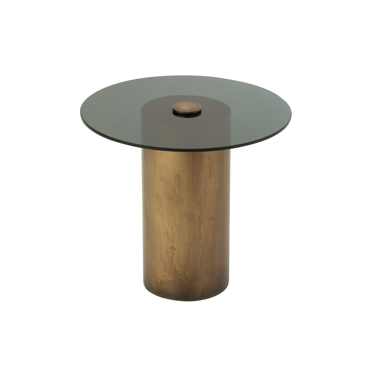 Table d'appoint J-Line Soni - fer/verre - noir/bronze