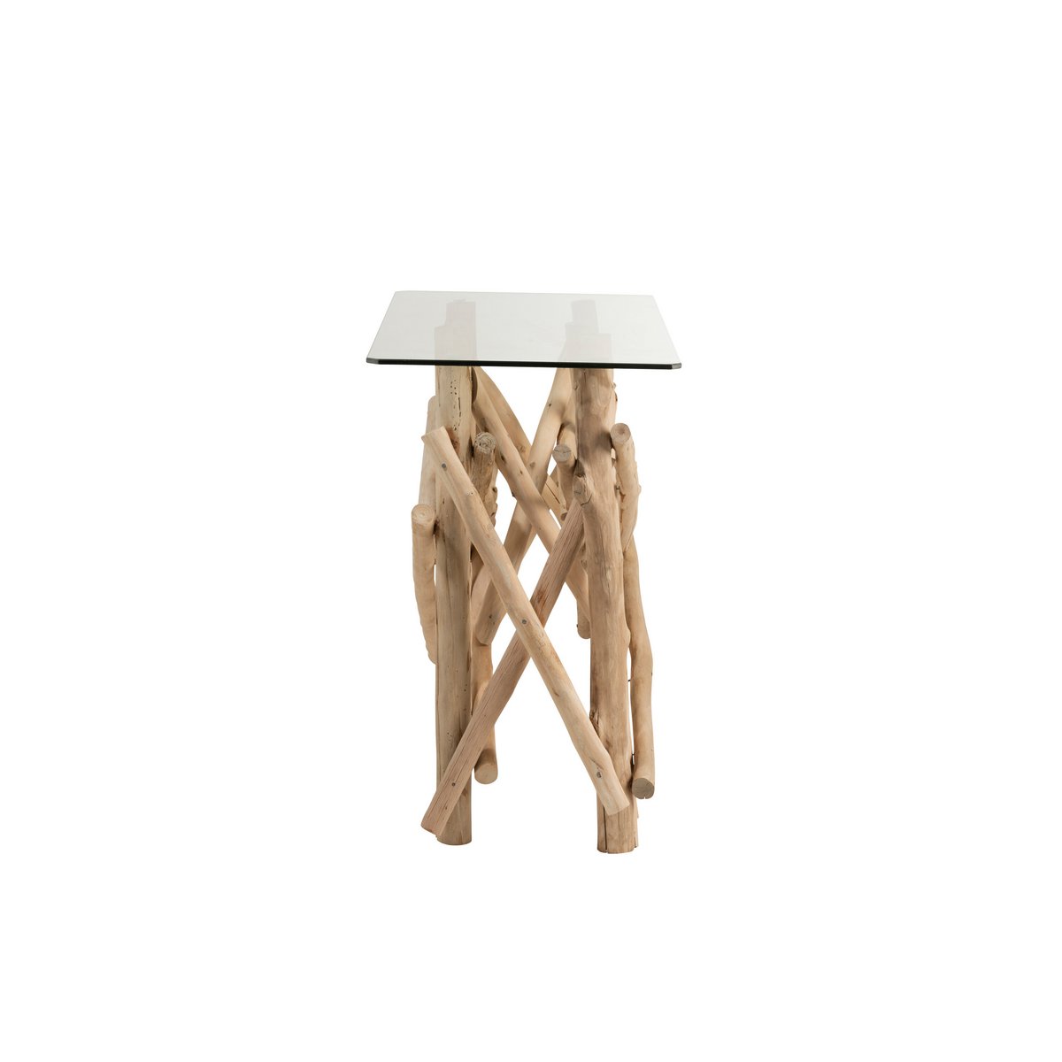 J-Line Console Rectangle Branches Bois/Verre Naturel